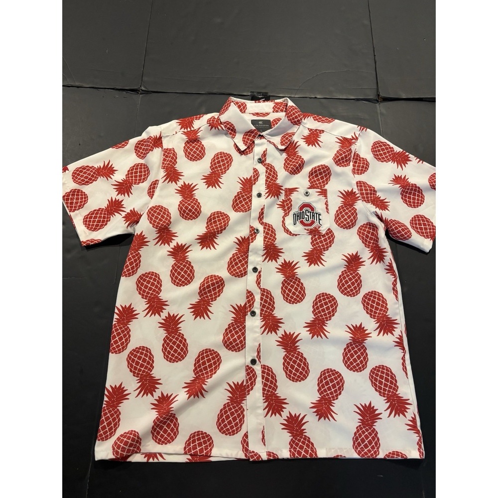Colosseum Ohio State Buckeyes Pineapple Short Sleeve Button Down Mens L